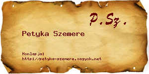Petyka Szemere névjegykártya